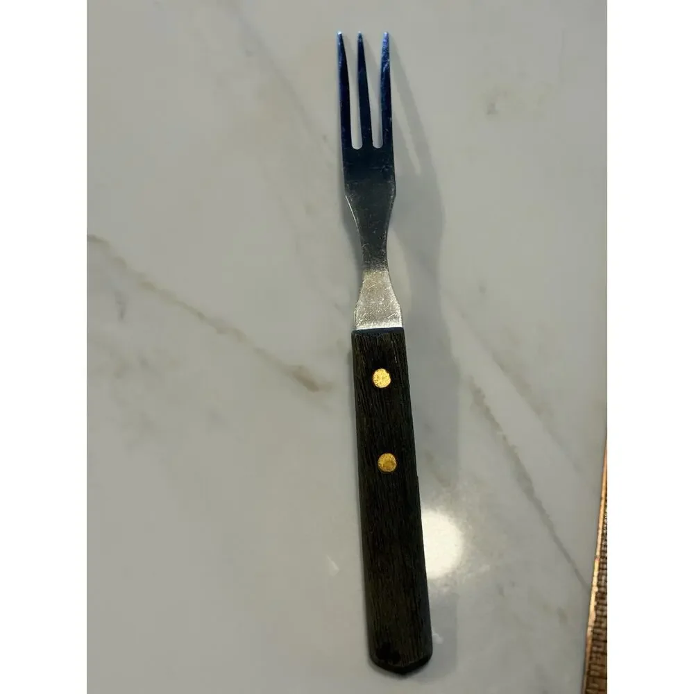 10 inch 3 Tine VNTG Granny Fork - Stainless Steel + Wood Handle